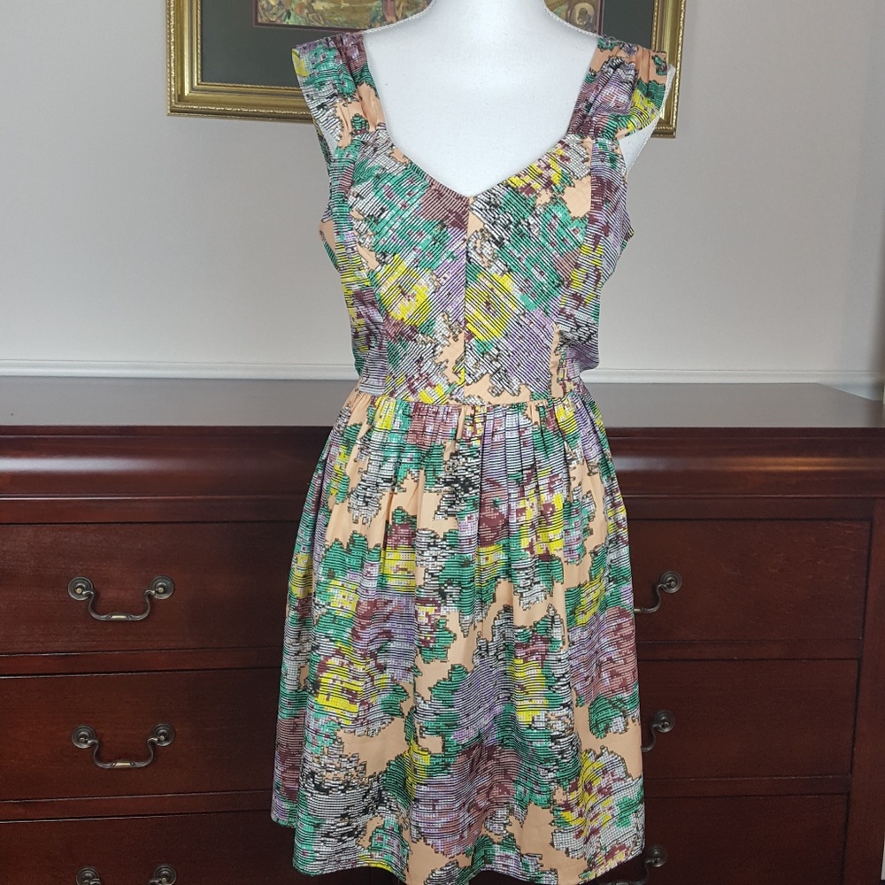 Bar III Pixelated Floral Tie Back Sundress XL